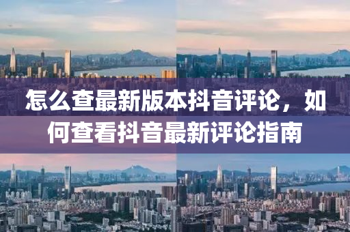 怎么查最新版本抖音评论，如何查看抖音最新评论指南