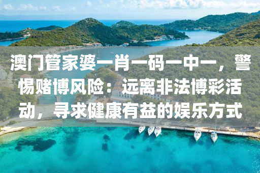 澳门管家婆一肖一码一中一，警惕赌博风险：远离非法博彩活动，寻求健康有益的娱乐方式