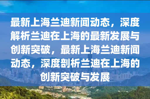 最新上海兰迪新闻动态，深度解析兰迪在上海的最新发展与创新突破，最新上海兰迪新闻动态，深度剖析兰迪在上海的创新突破与发展