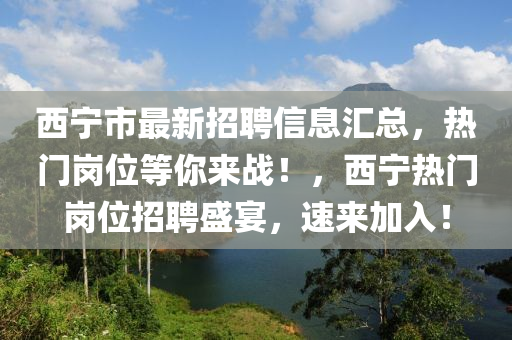 西宁市最新招聘信息汇总，热门岗位等你来战！，西宁热门岗位招聘盛宴，速来加入！