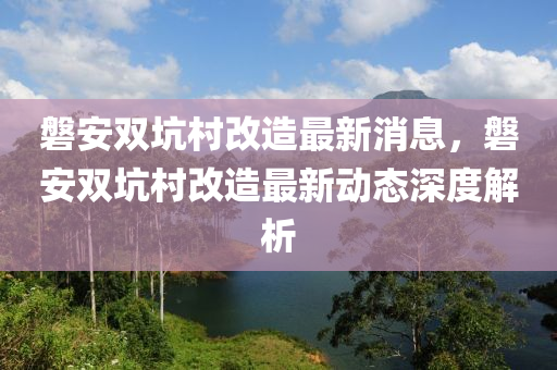 磐安双坑村改造最新消息，磐安双坑村改造最新动态深度解析