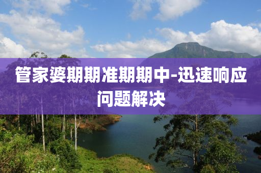 管家婆期期准期期中-迅速响应问题解决