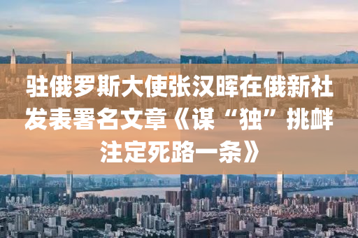驻俄罗斯大使张汉晖在俄新社发表署名文章《谋“独”挑衅注定死路一条》