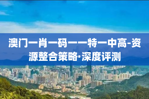 澳门一肖一码一一特一中高-资源整合策略·深度评测