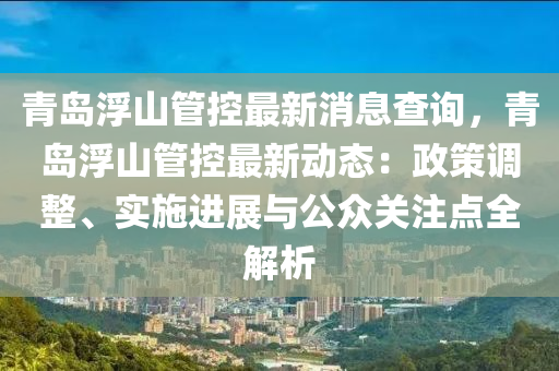 青岛浮山管控最新消息查询，青岛浮山管控最新动态：政策调整、实施进展与公众关注点全解析