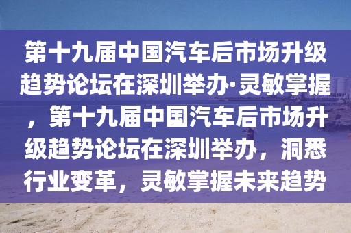 第十九届中国汽车后市场升级趋势论坛在深圳举办·灵敏掌握，第十九届中国汽车后市场升级趋势论坛在深圳举办，洞悉行业变革，灵敏掌握未来趋势