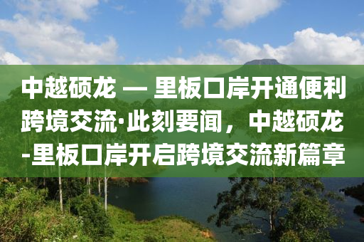 中越硕龙 — 里板口岸开通便利跨境交流·此刻要闻，中越硕龙-里板口岸开启跨境交流新篇章