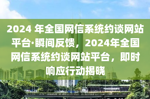 2024 年全国网信系统约谈网站平台·瞬间反馈，2024年全国网信系统约谈网站平台，即时响应行动揭晓