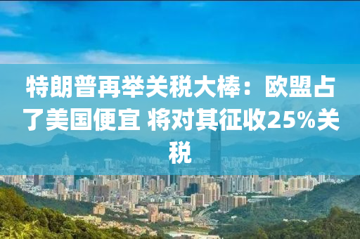 特朗普再举关税大棒：欧盟占了美国便宜 将对其征收25%关税