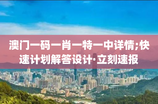 澳门一码一肖一特一中详情;快速计划解答设计·立刻速报