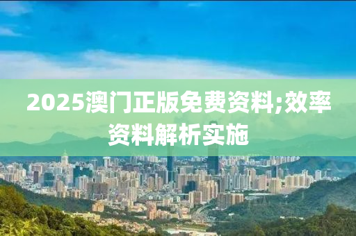 2025澳门正版免费资料;效率资料解析实施