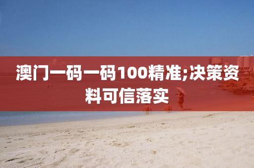 澳门一码一码100精准;决策资料可信落实