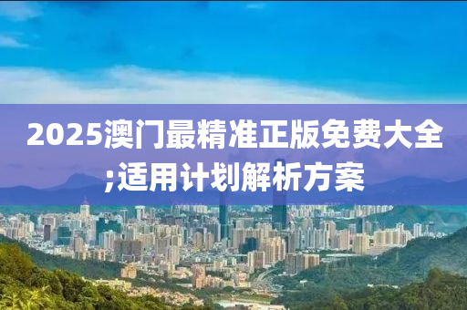 2025澳门最精准正版免费大全;适用计划解析方案