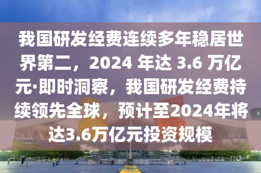 我国研发经费连续多年稳居世界第二，2024 年达 3.6 万亿元·即时洞察，我国研发经费持续领先全球，预计至2024年将达3.6万亿元投资规模