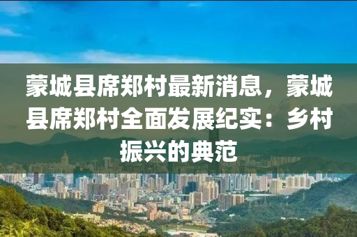 蒙城县席郑村最新消息，蒙城县席郑村全面发展纪实：乡村振兴的典范