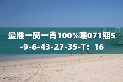 最准一码一肖100%噢071期5-9-6-43-27-35-T：16