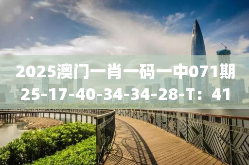 2025澳门一肖一码一中071期25-17-40-34-34-28-T：41