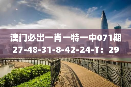 澳门必出一肖一特一中071期27-48-31-8-42-24-T：29