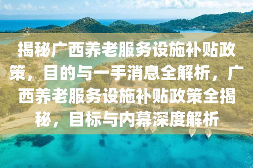 揭秘广西养老服务设施补贴政策，目的与一手消息全解析，广西养老服务设施补贴政策全揭秘，目标与内幕深度解析