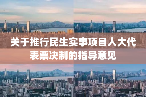 关于推行民生实事项目人大代表票决制的指导意见