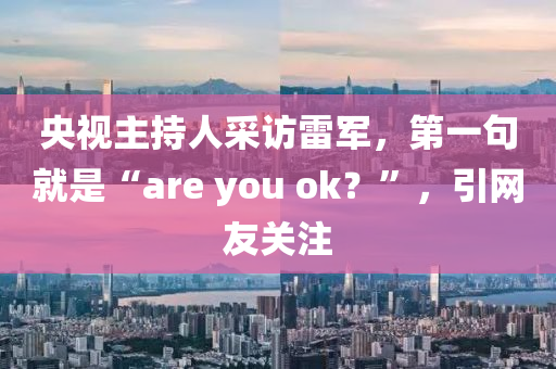 央视主持人采访雷军，第一句就是“are you ok？”，引网友关注