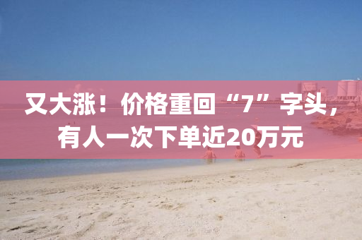 又大涨！价格重回“7”字头，有人一次下单近20万元