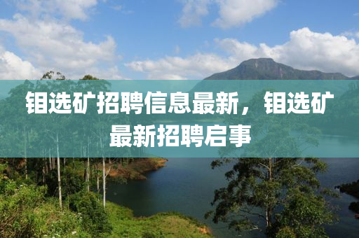 钼选矿招聘信息最新，钼选矿最新招聘启事