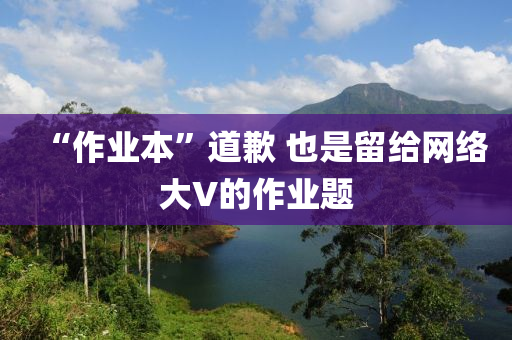 “作业本”道歉 也是留给网络大V的作业题