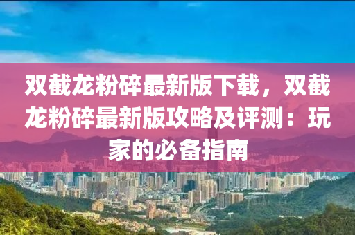 双截龙粉碎最新版下载，双截龙粉碎最新版攻略及评测：玩家的必备指南