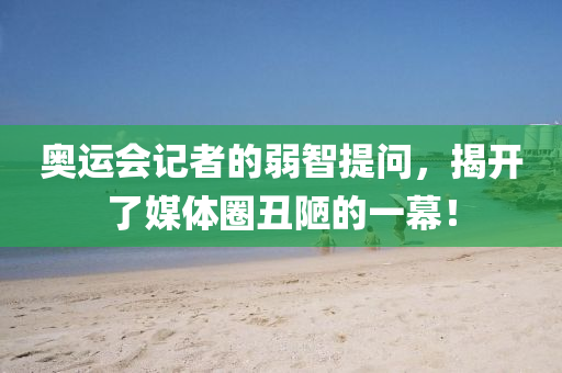 奥运会记者的弱智提问，揭开了媒体圈丑陋的一幕！
