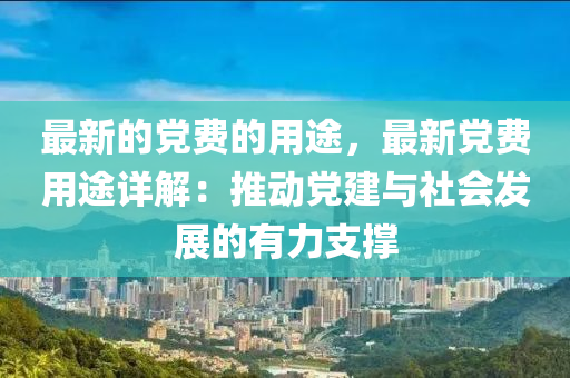 最新的党费的用途，最新党费用途详解：推动党建与社会发展的有力支撑