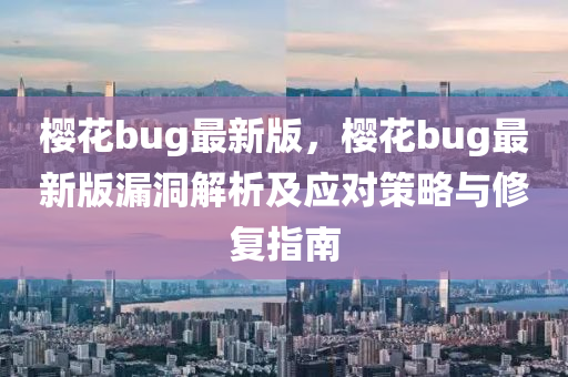 樱花bug最新版，樱花bug最新版漏洞解析及应对策略与修复指南