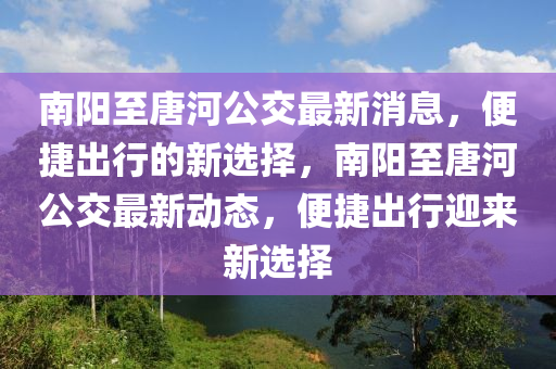 南阳至唐河公交最新消息，便捷出行的新选择，南阳至唐河公交最新动态，便捷出行迎来新选择