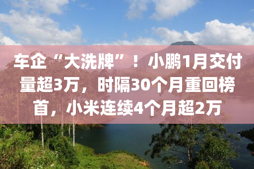 车企“大洗牌”！小鹏1月交付量超3万，时隔30个月重回榜首，小米连续4个月超2万